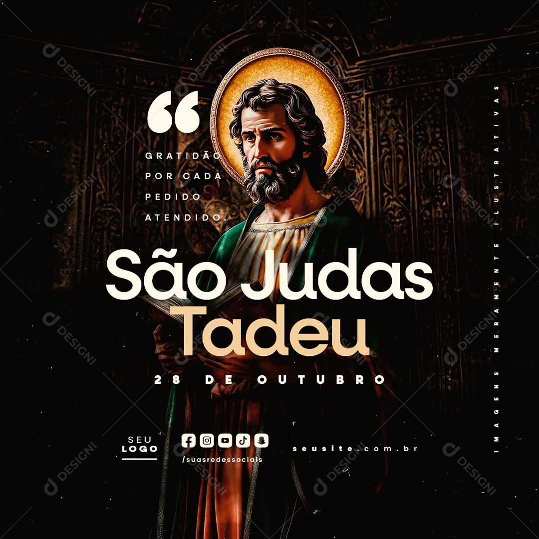 Day of Saint Judas Tadeu October 28th Social Gratitude Media PSD Editable