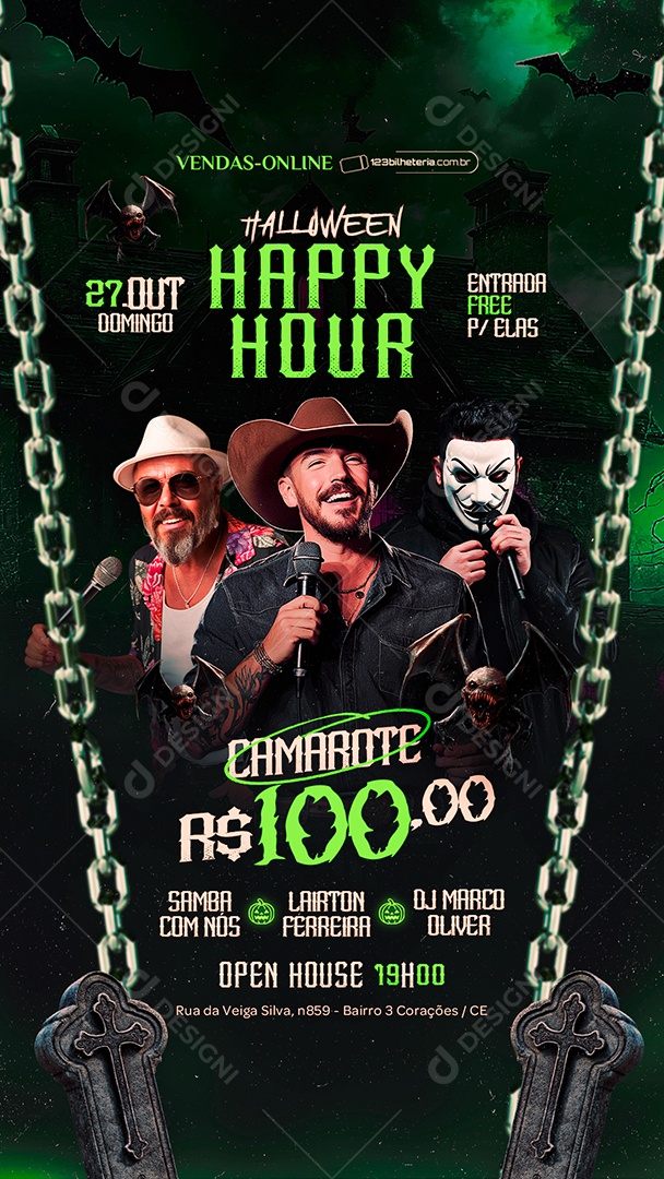 Story Flyer Halloween Happy Hour Social Media PSD Editável