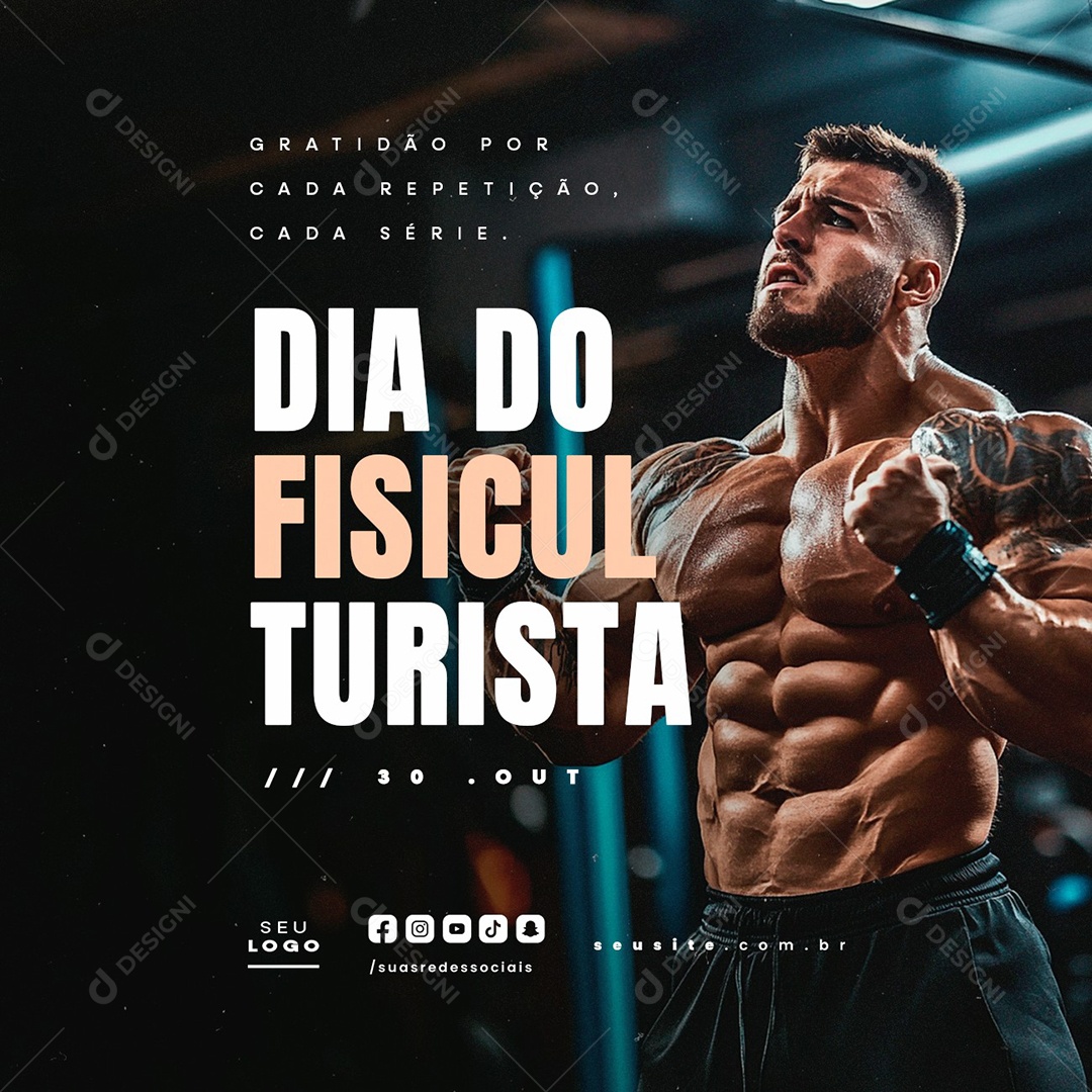 Social Media Day of the Bodybuilder 30 October PSD Editable