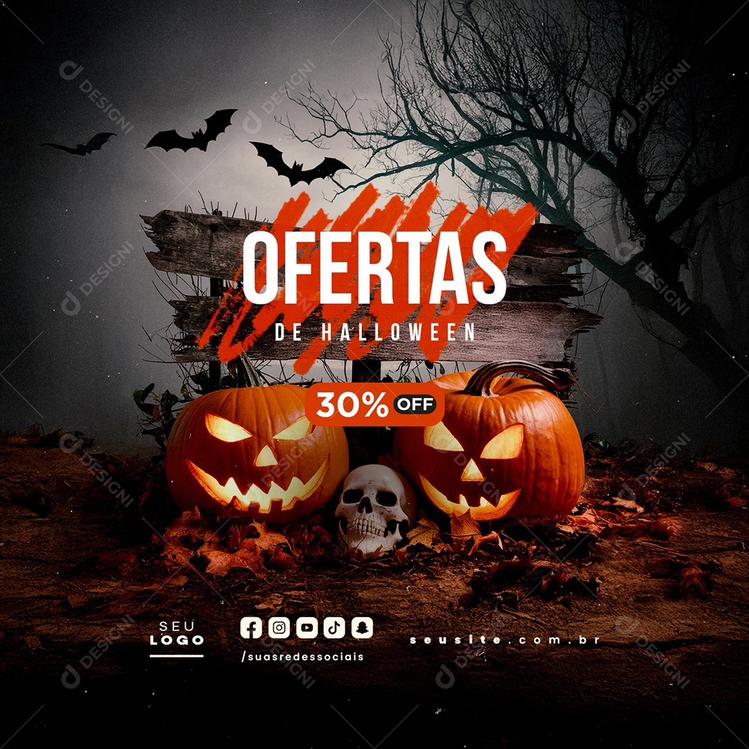 Halloween Day Halloween Offers 30% Off Social Media PSD Editable