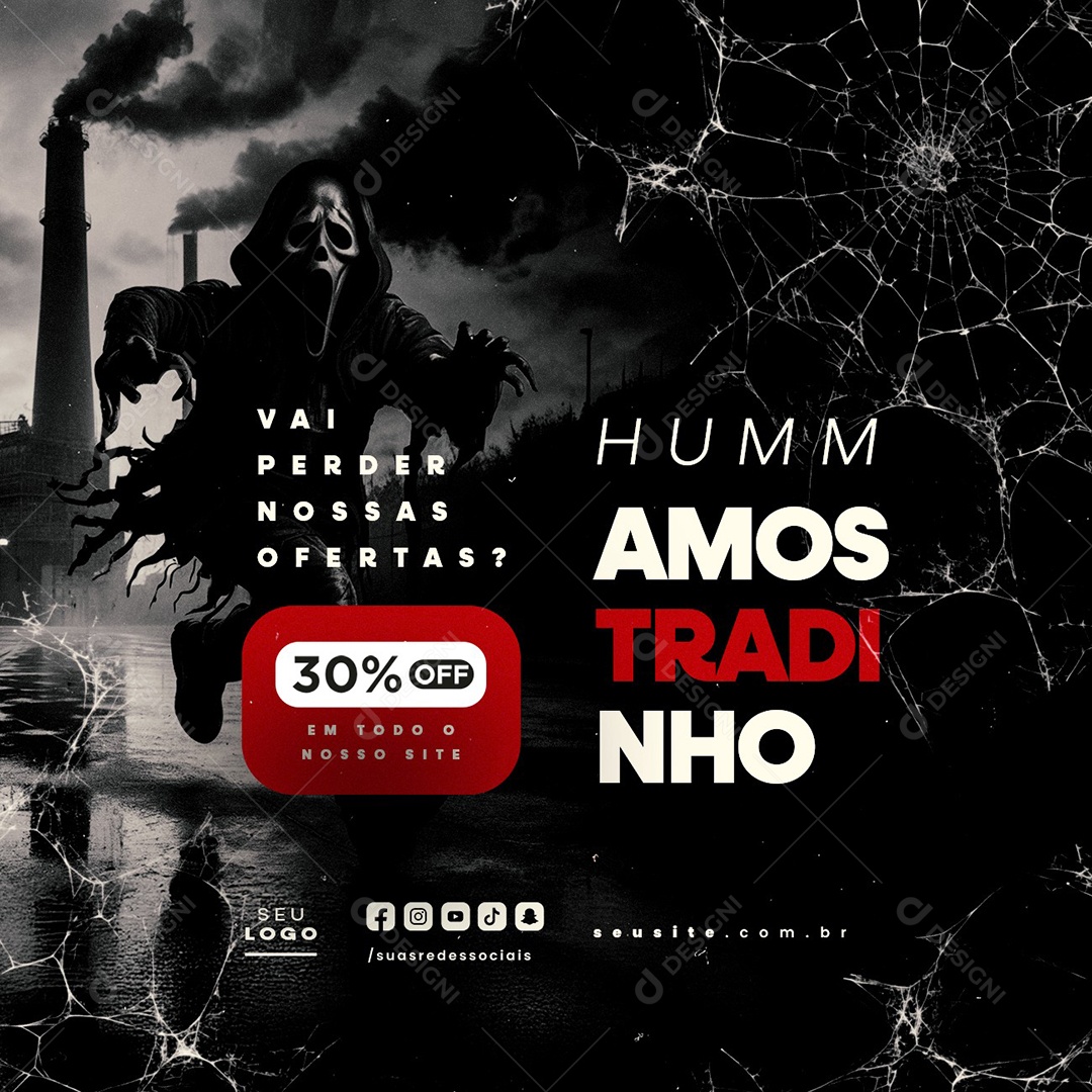 Dia das Bruxas 30% Off Hum Amostradinho Social Media PSD Editável