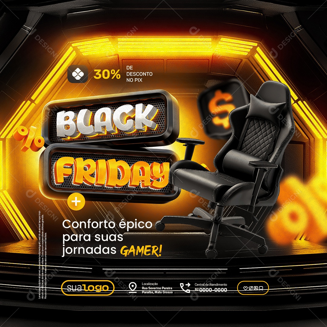 Black Friday Loja de Eletrônicos Conforto Épixo Social Media PSD Editável