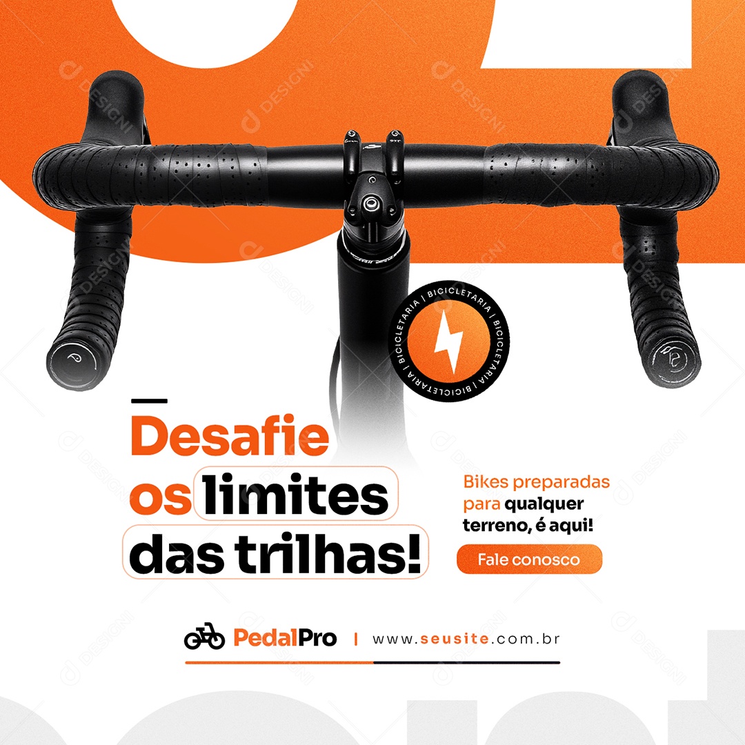 Loja de Bicicletas Bicicletaria Desafie os Limites das Trilhas Social Media PSD Editável