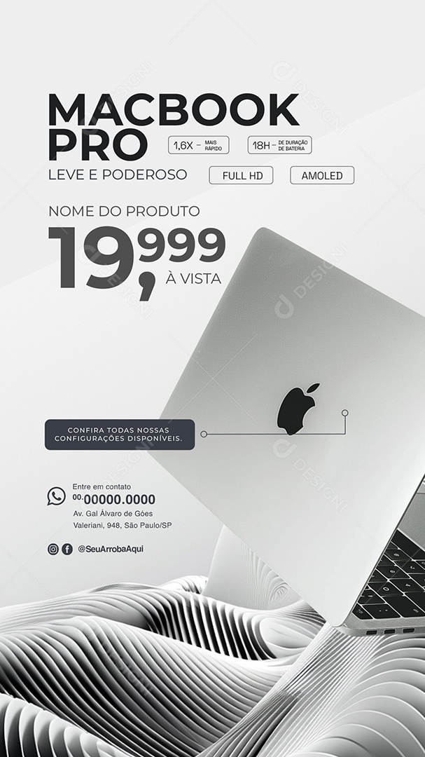 Story Loja da Apple Macbook Pro Leve e Poderoso Social Media PSD Editável