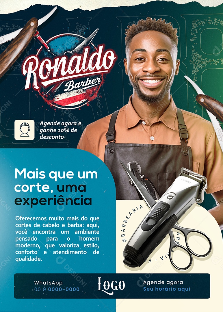 Flyer Barbearia Mais Que um Corte Uma Experiência Social Media PSD Editável