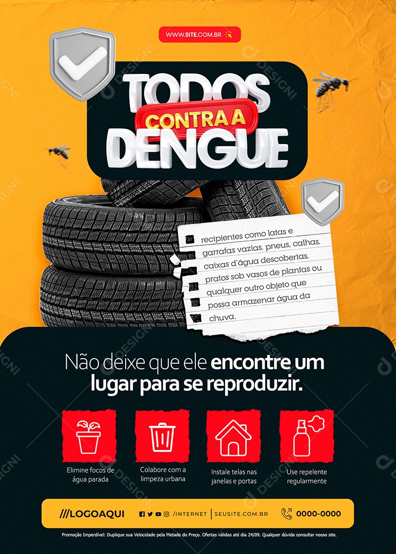 Flyer Campanha Todos Contra a Dengue Social Media PSD Editável