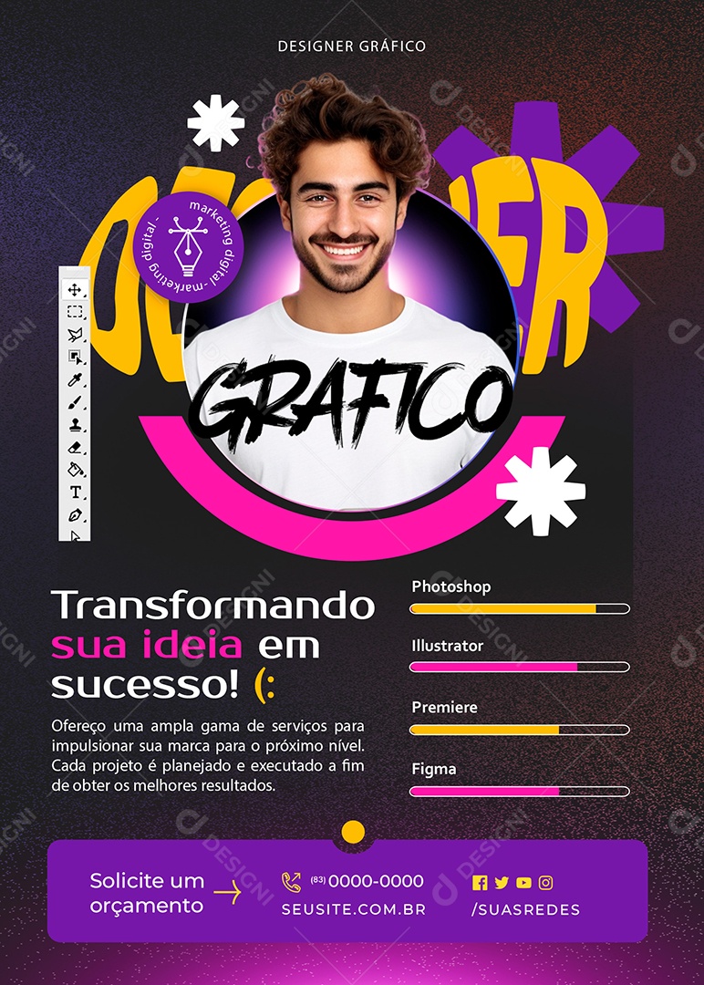 Flyer Designer Gráfico Transformando sua Ideia Social Media PSD Editável