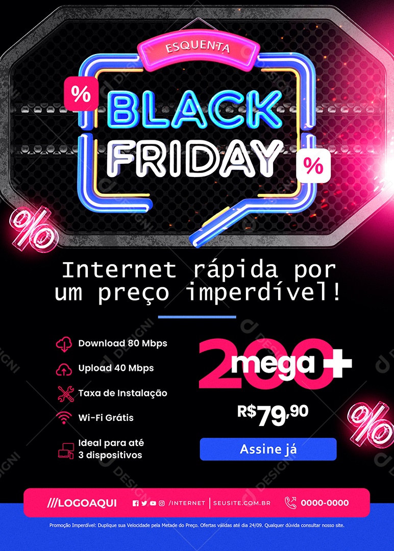 Flyer Esquenta Black Friday Internet Rápida Social Media PSD Editável