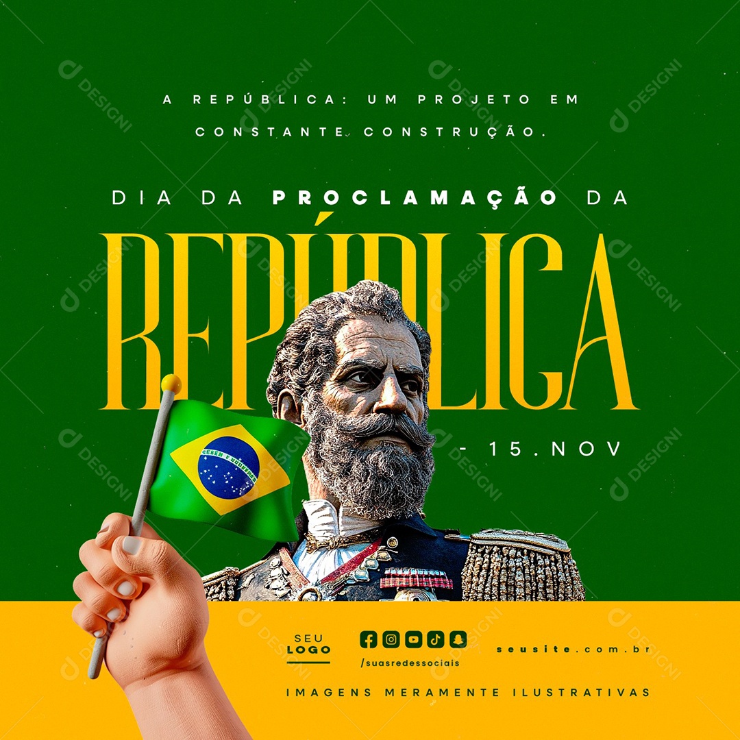 Dia da Proclamação da República 15 De Novembro Social Media PSD Editável