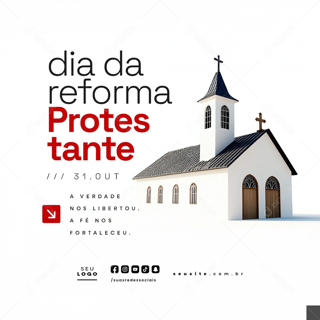 Dia da Reforma Protestante 31 de Outubro a Verdade nos Libertou Social Media PSD Editável