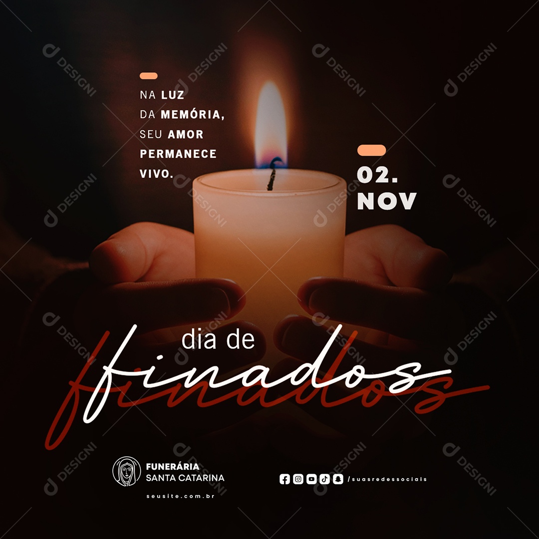 Dia de Finados 02 de Novembro na Luz da Memória Social Media PSD Editável