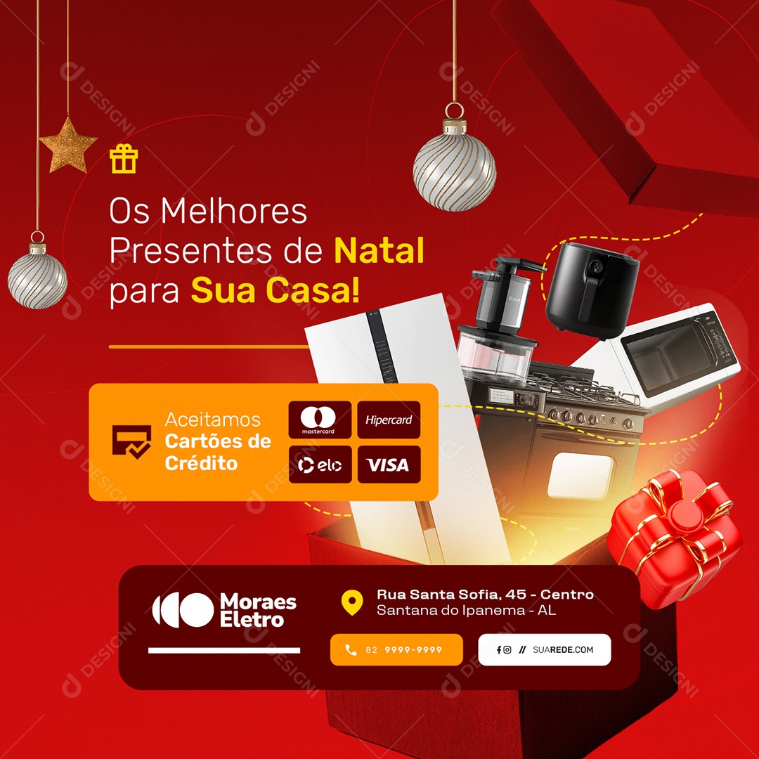 Natal de Ofertas Eletrodomésticos Os Melhores Presentes Social Media PSD Editável