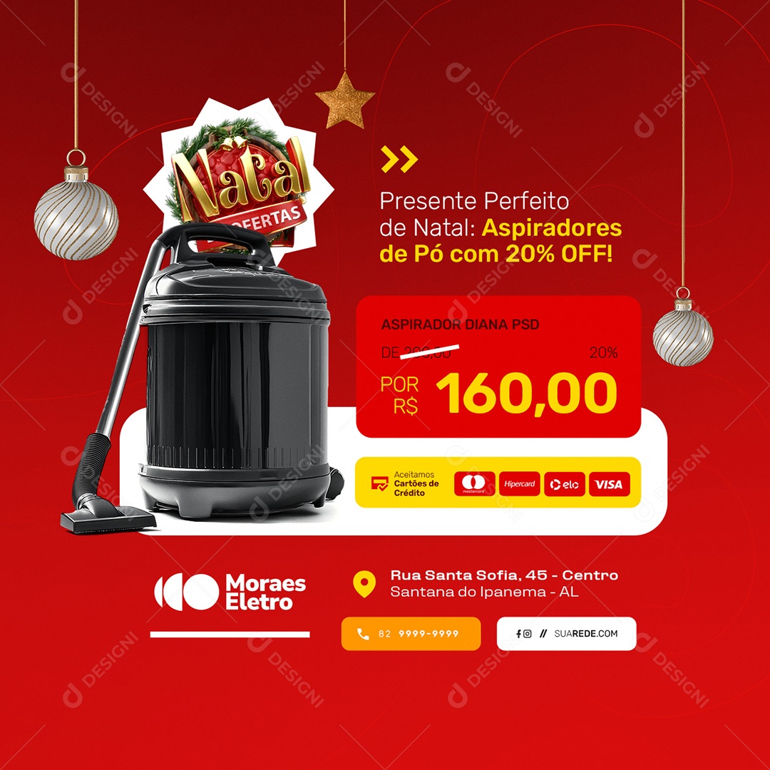 Natal de Ofertas Eletrodomésticos Aspirador Diana Social Media PSD Editável