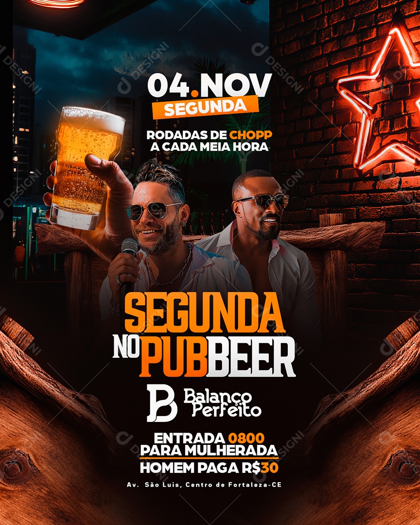 Flyer Segunda no Pub Beer Social Media PSD Editável