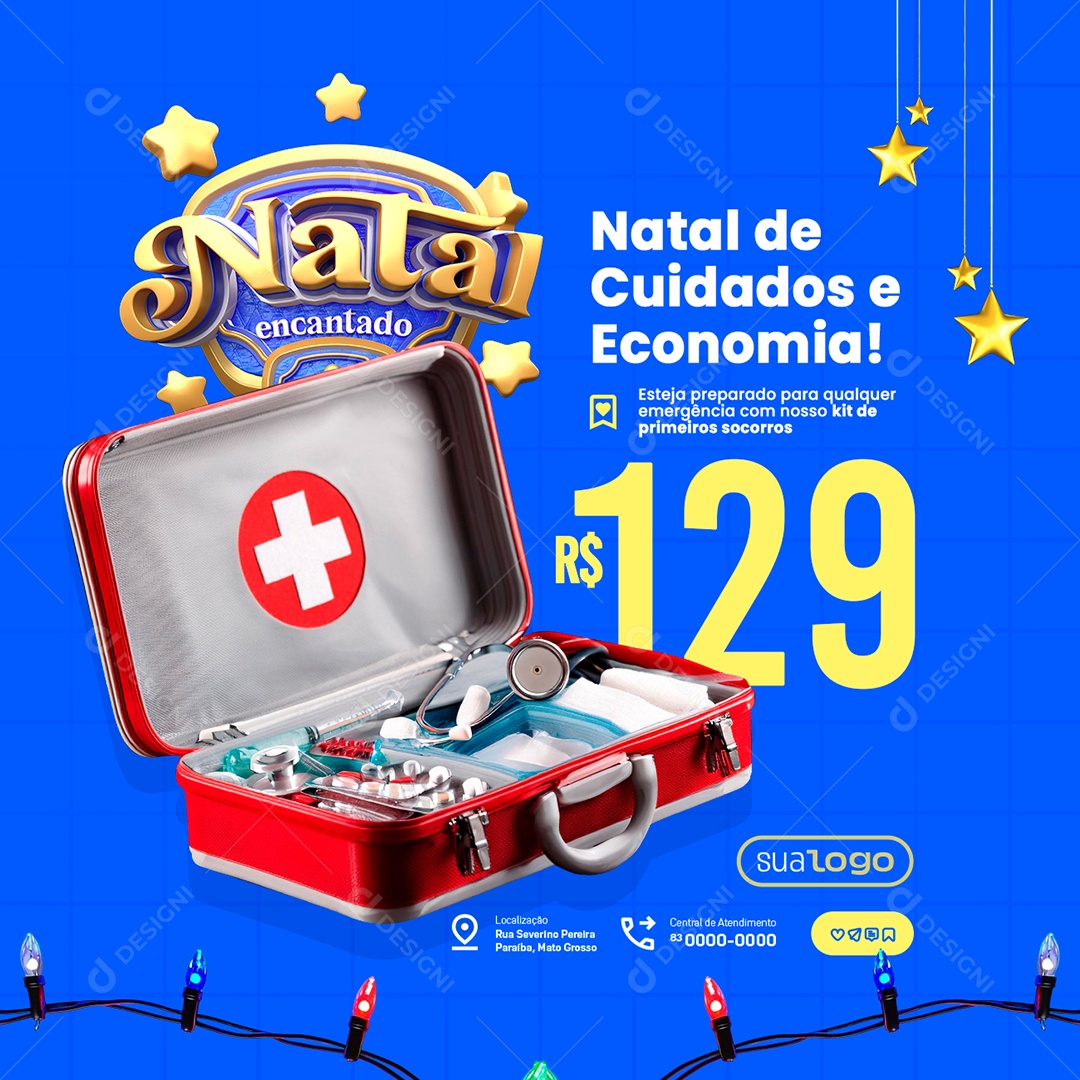 Natal Encantado Farmácia Cuidados e Economia Social Media PSD Editável