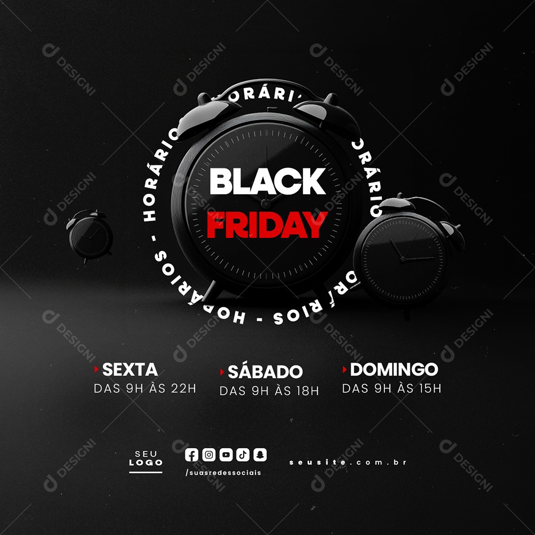 Horário Black Friday Social Media PSD Editável