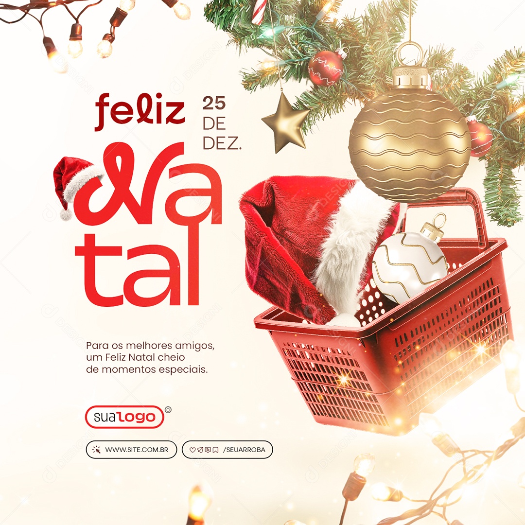 Feliz Natal 25 de Dezembro Supermercado Social Media PSD Editável