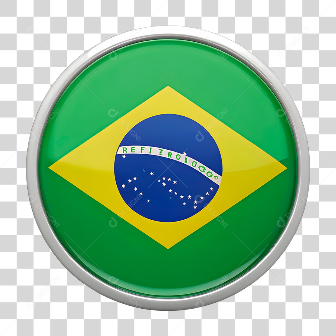 Ícone 3D Bandeira do Brasil PNG Transparente