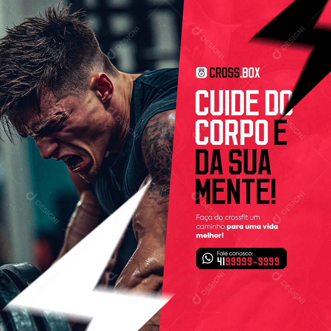 Academia Crossfit Cuide do Corpo e Da Sua Mente Social Media PSD Editável