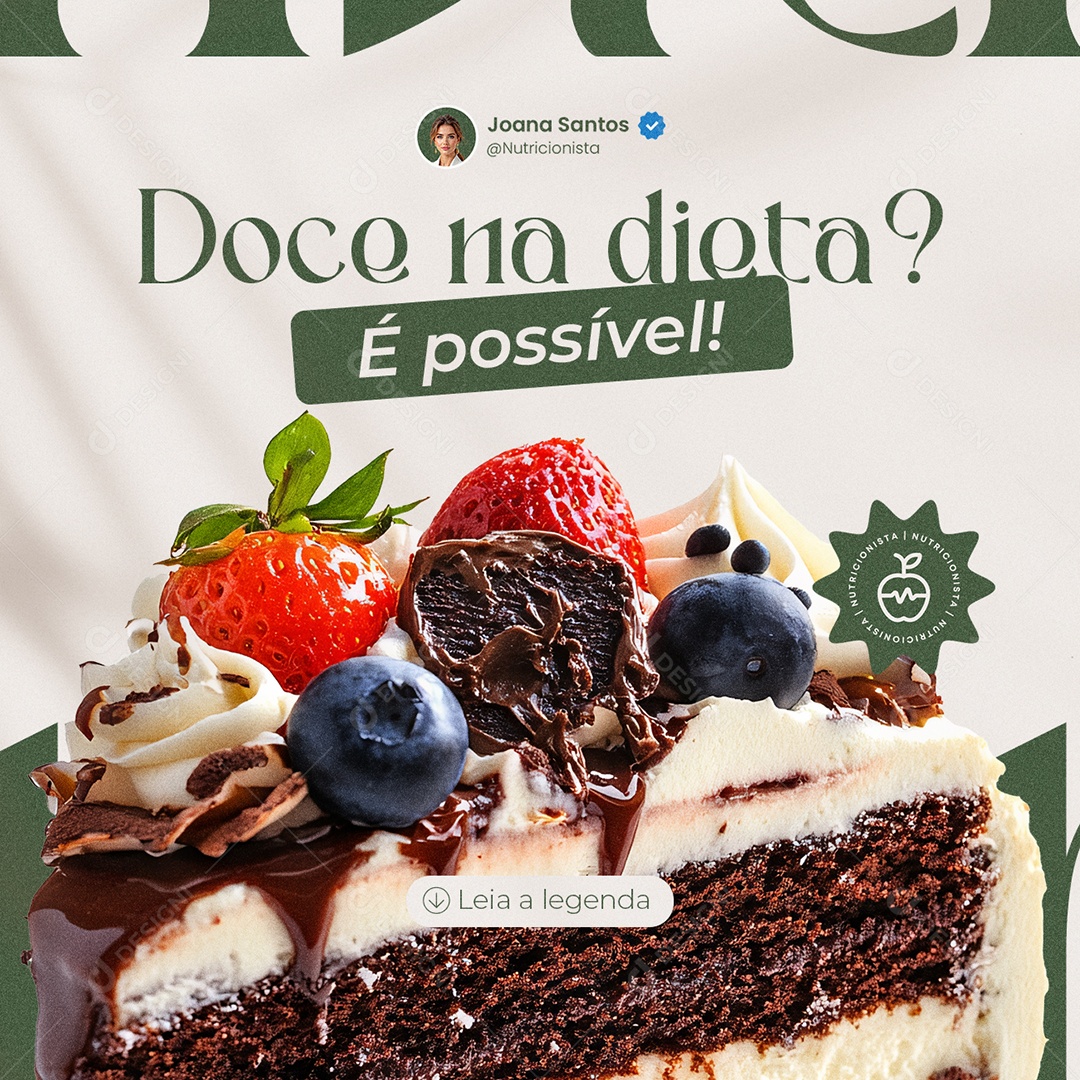 Nutricionista Doce na Dieta é Possível Social Media PSD Editável