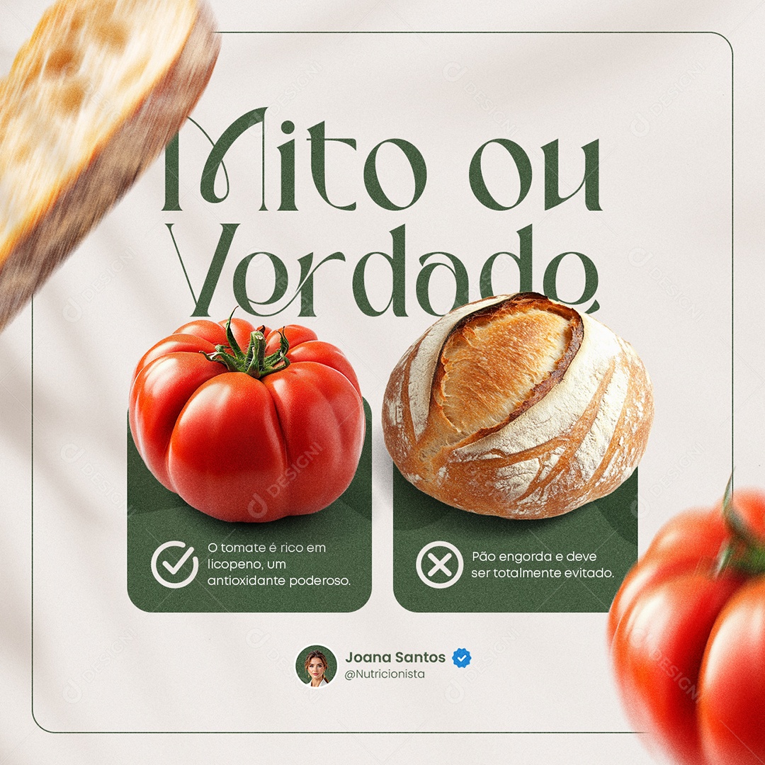 Nutricionista Mito ou Verdade Social Media PSD Editável