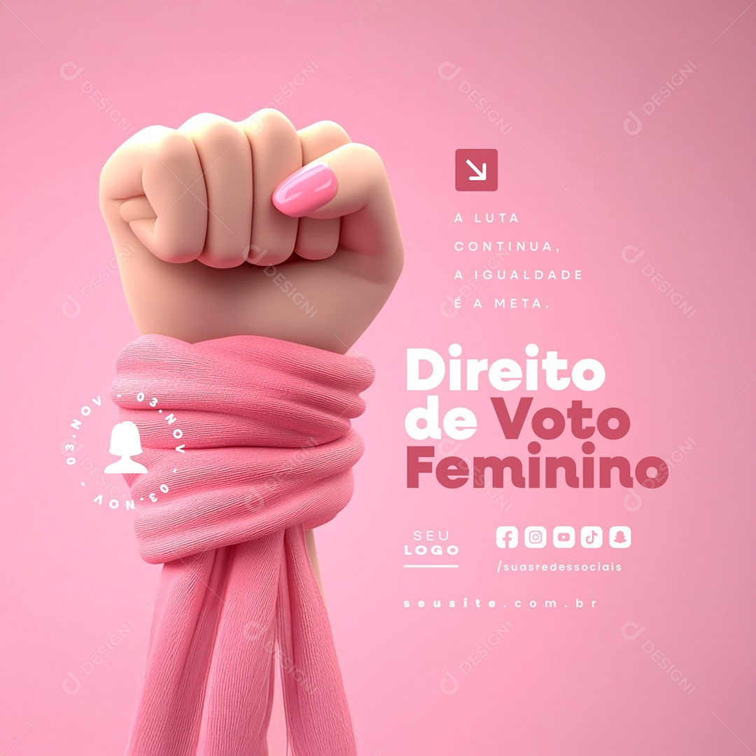 Dia da Instituição do Direito ao Voto Feminino 03 de Novembro Social Media PSD Editável