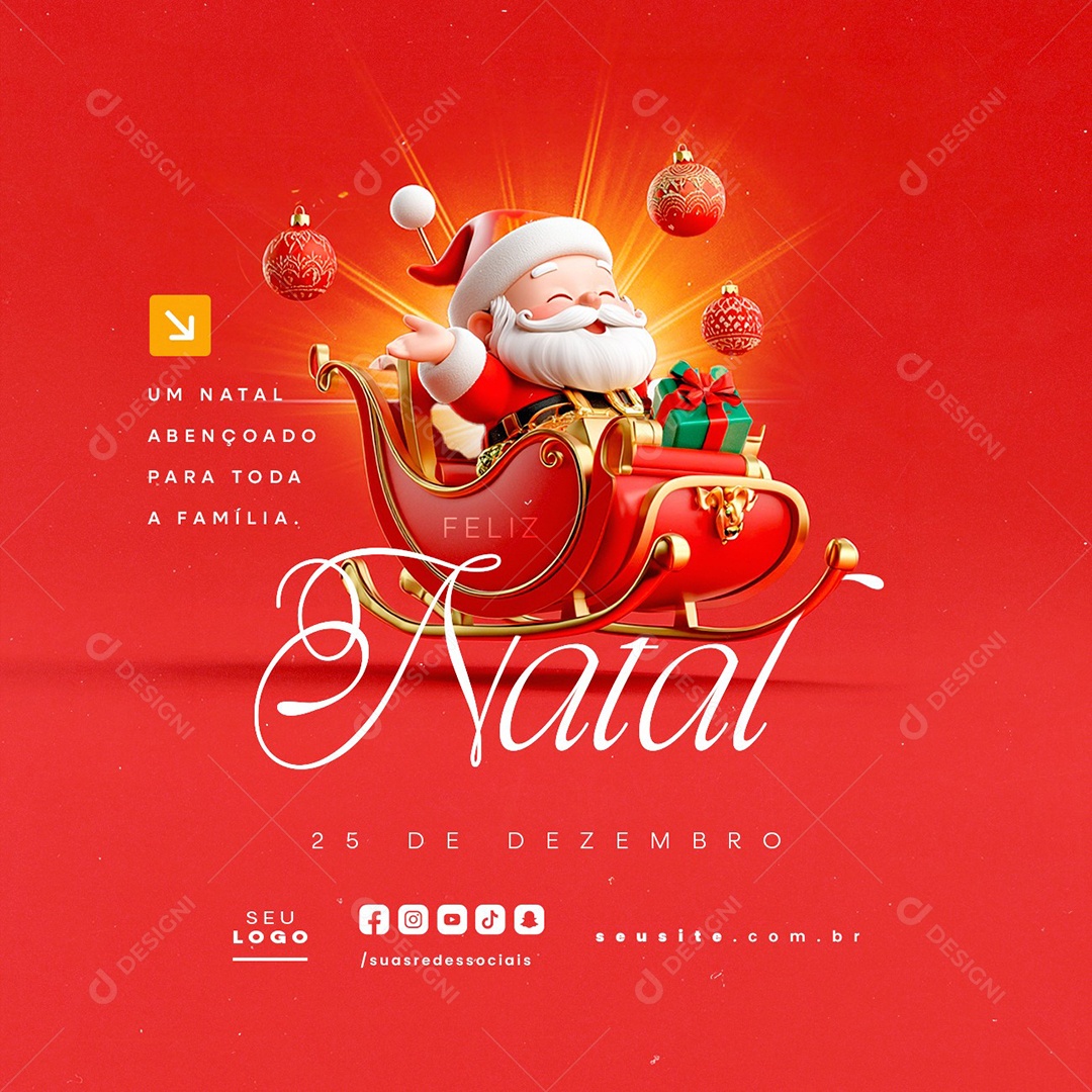 Feliz Natal 25 de Dezembro Social Media PSD Editável