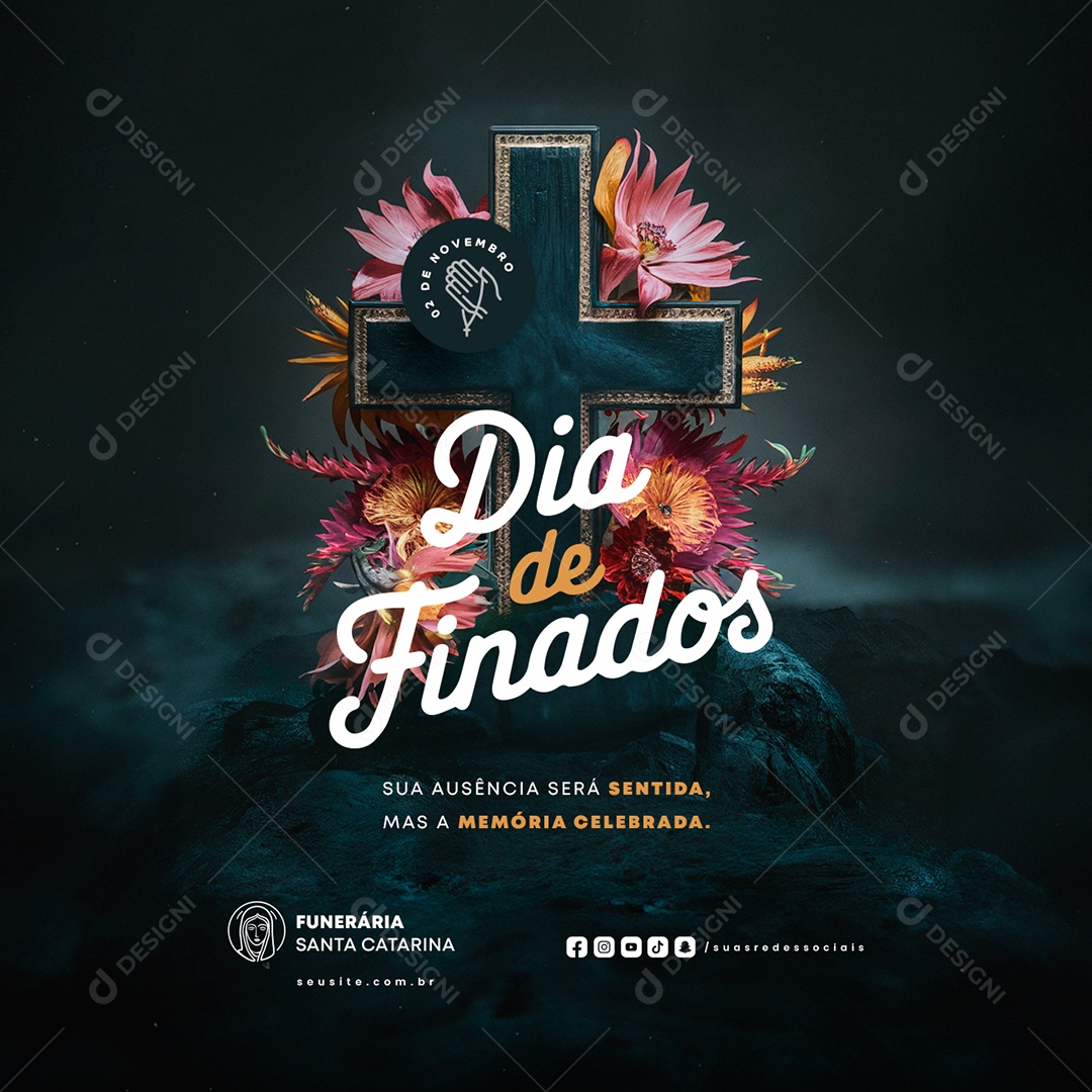 Dia de Finados 02 de Novembro Sua Ausência Será Sentida Social Media PSD Editável