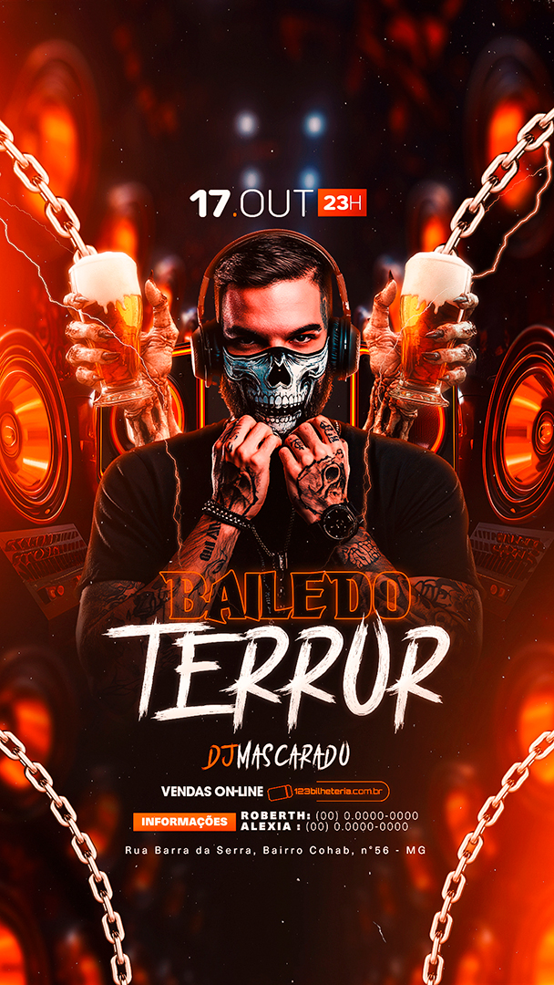 Motion Story Flyer Halloween Baile Do Terror Social Media After Effects Editável