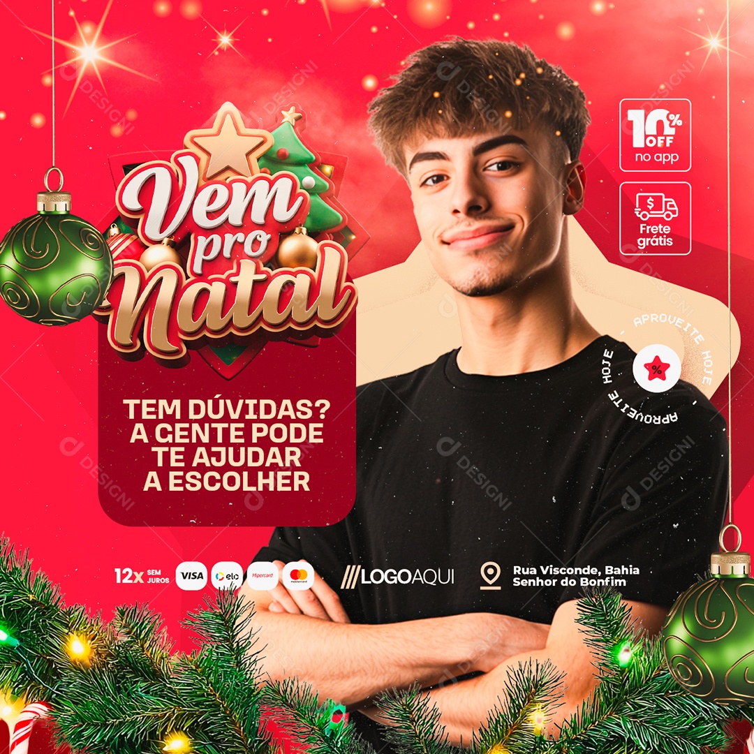 Loja de Informática Vem Pro Natal Social Media PSD Editável