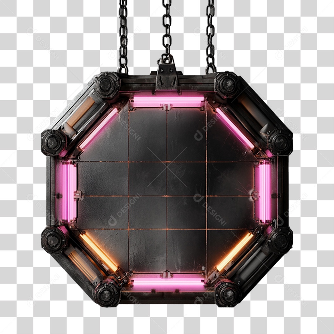 Placa de Metal com Luzes PNG Transparente