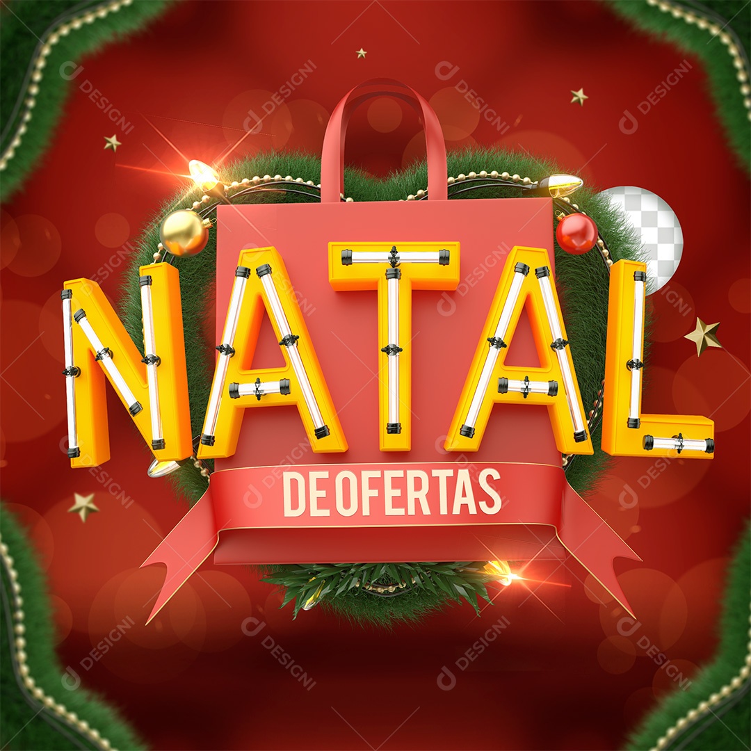 Natal de Ofertas Selo 3D para Composição PSD