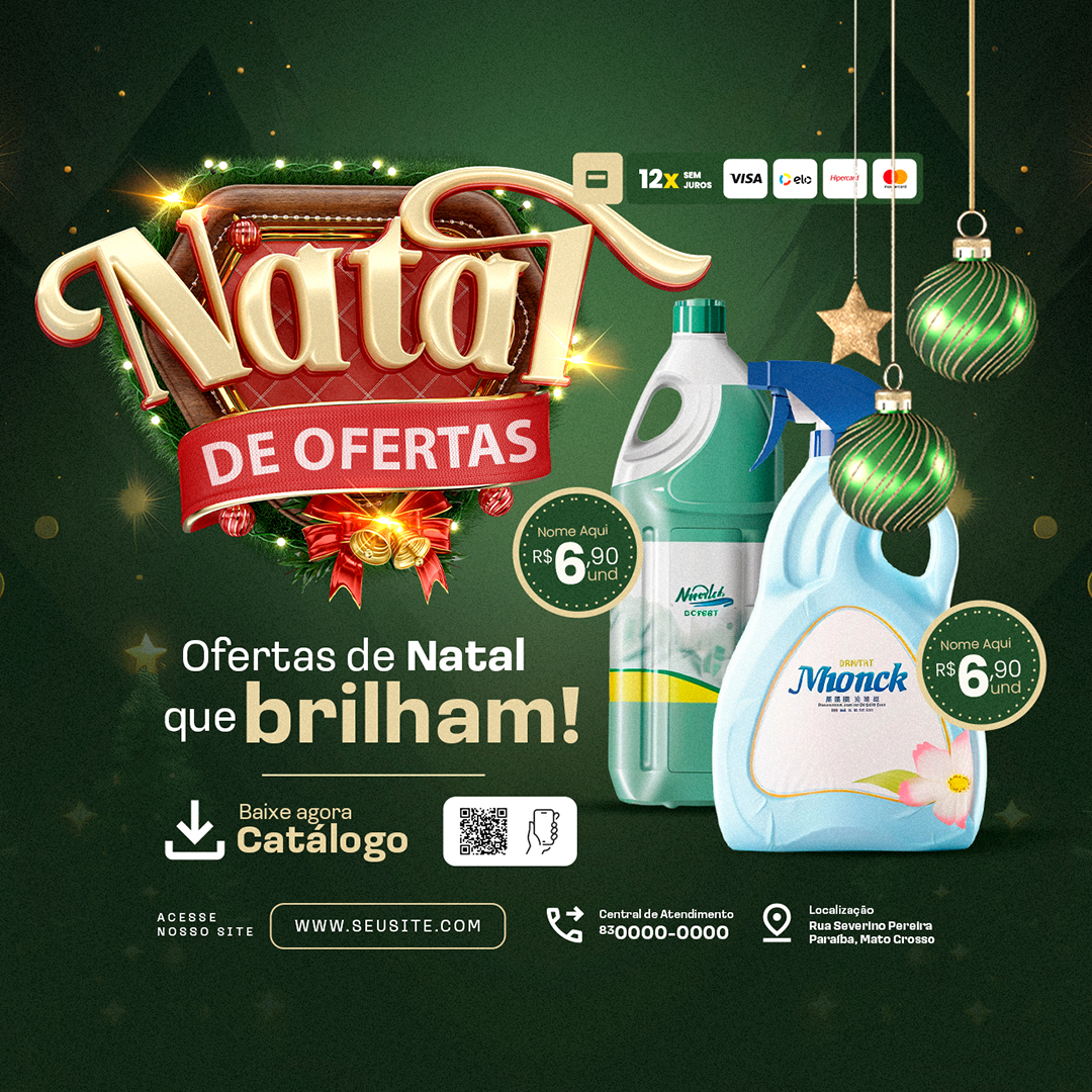 Motion Natal de Ofertas Que Brilham Supermercado Social Media After Effects Editável