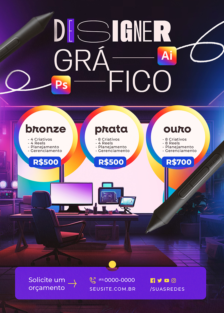 Motion Flyer Designer Grafico Planos Bronze Prata Ouro After Effects Editável