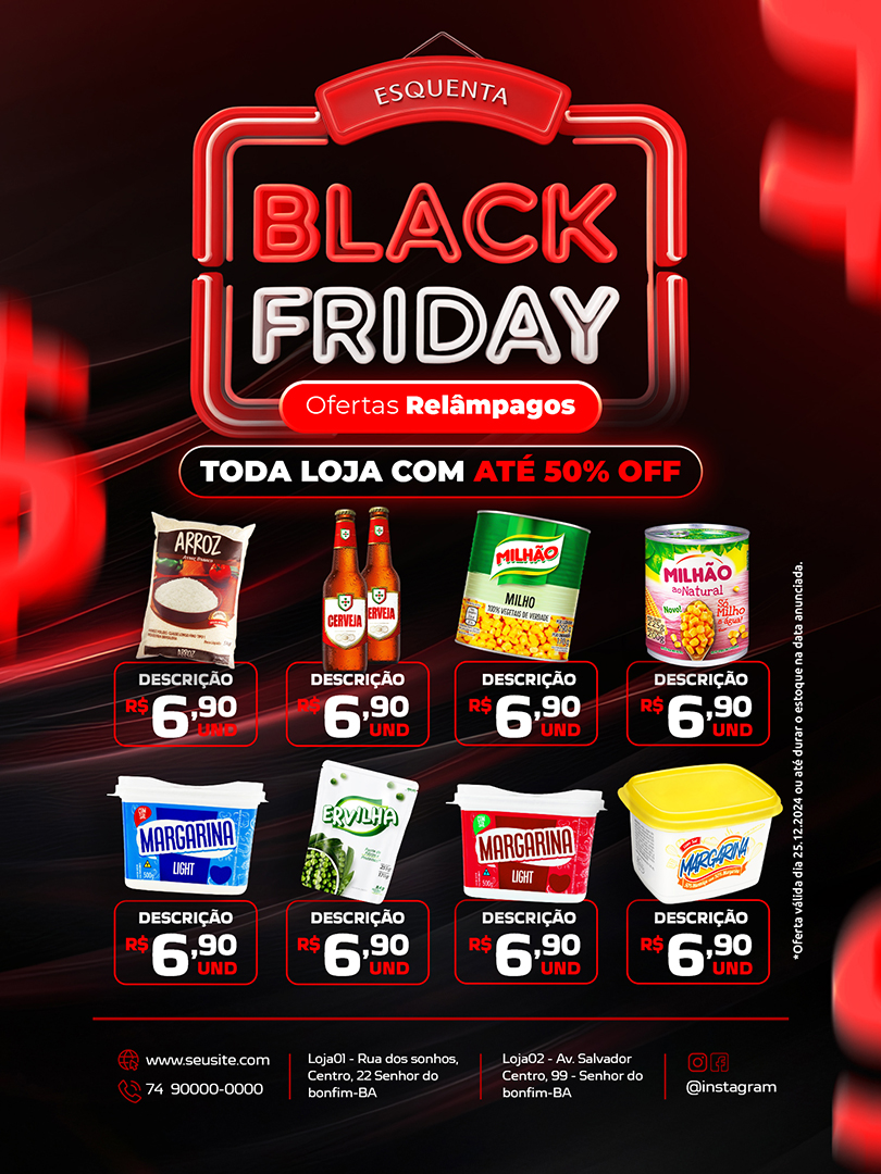 Motion Tabloide Esquenta Black Friday Supermercado Ofertas Relâmpagos After Effects Editável