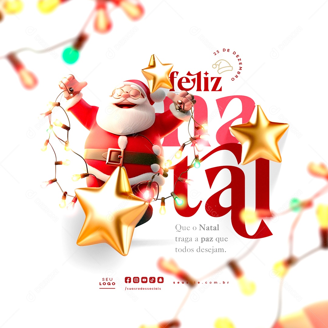 Feliz Natal 25 de Dezembro Social Media PSD Editável