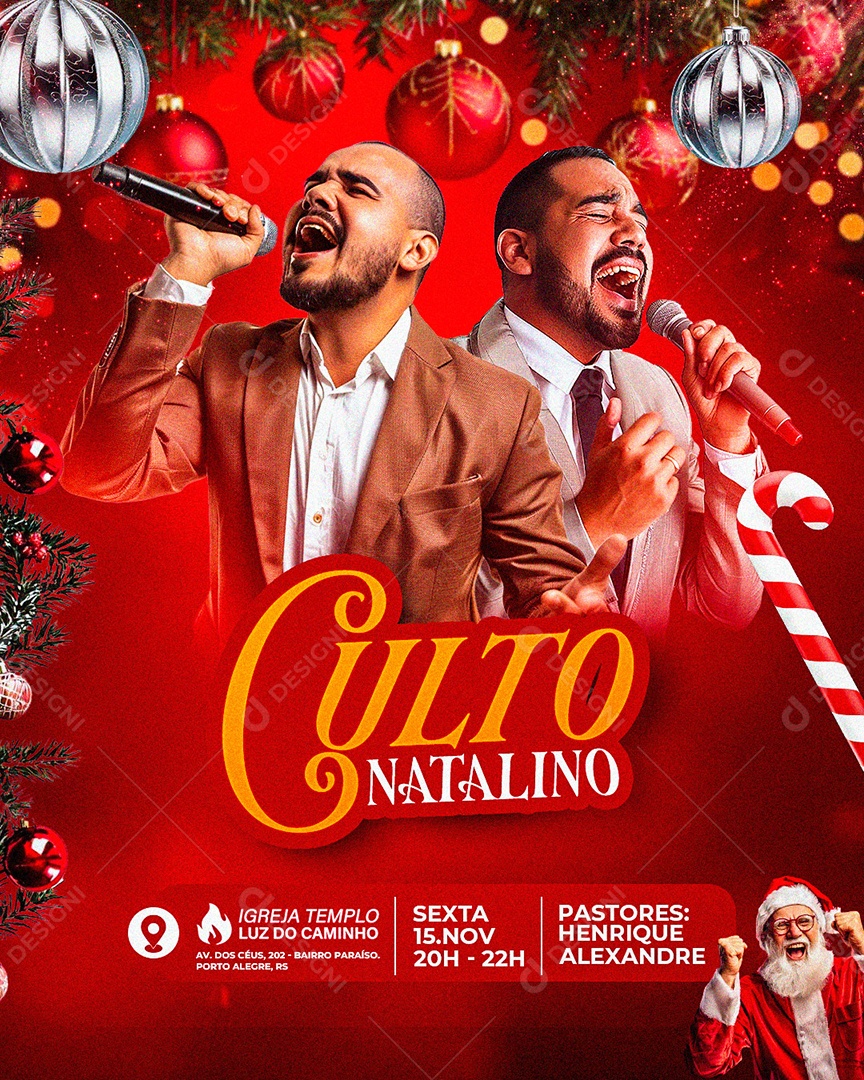 Flyer Gospel Natal Culto Natalino Social Media PSD Editável