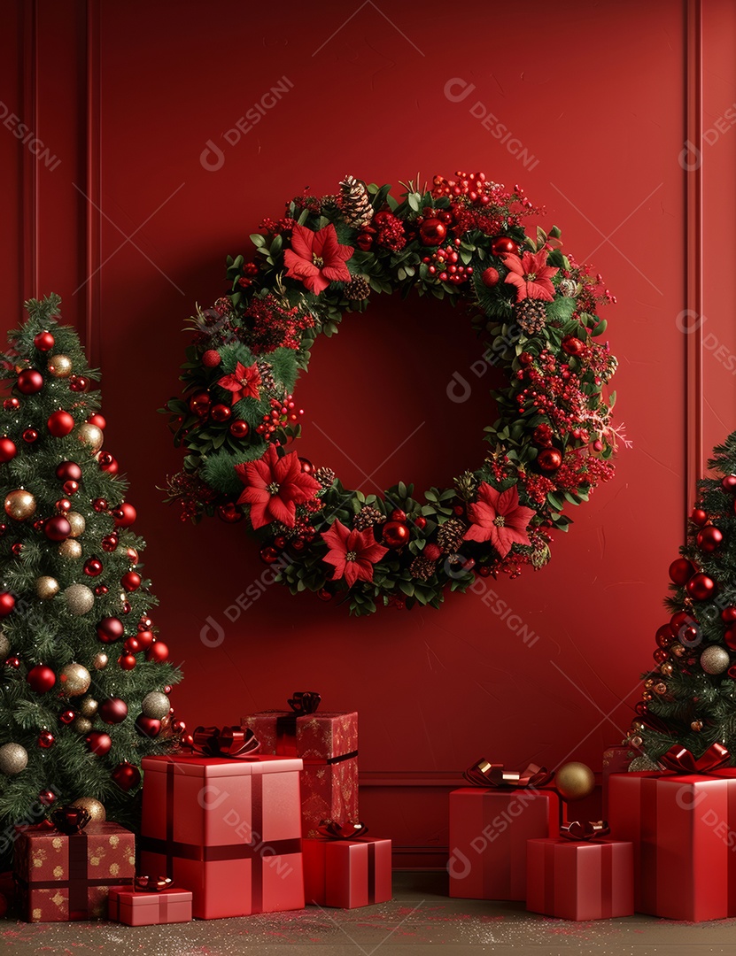 3d stage of festive Christmas card rendering