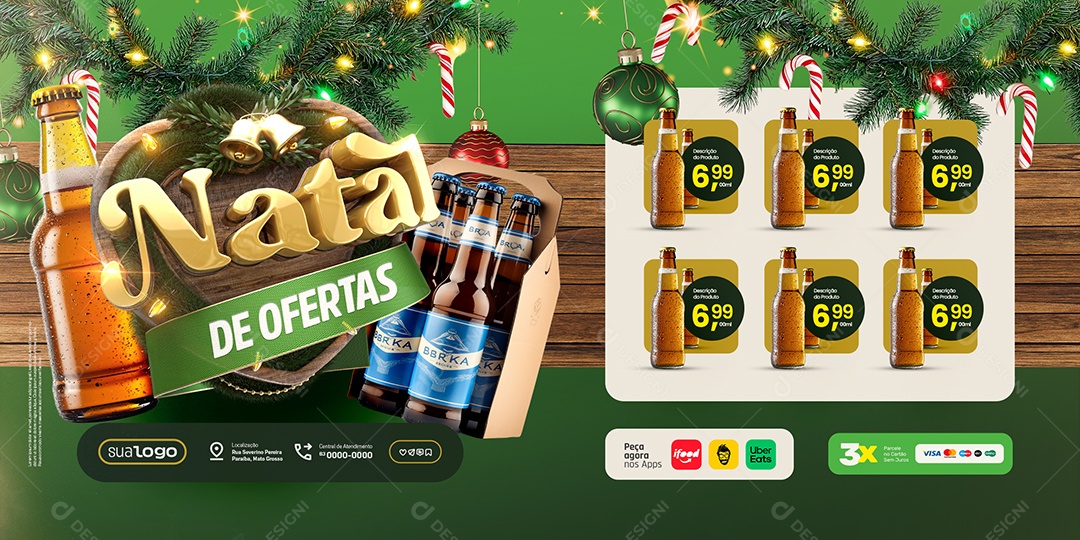 Carrossel Distribuidora Natal de Ofertas Cervejas Social Media PSD Editável