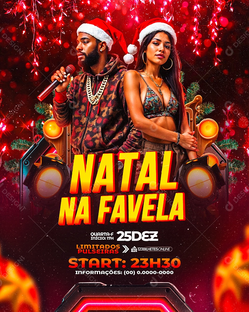 Flyer Natalino Natal na Favela Social Media PSD Editável