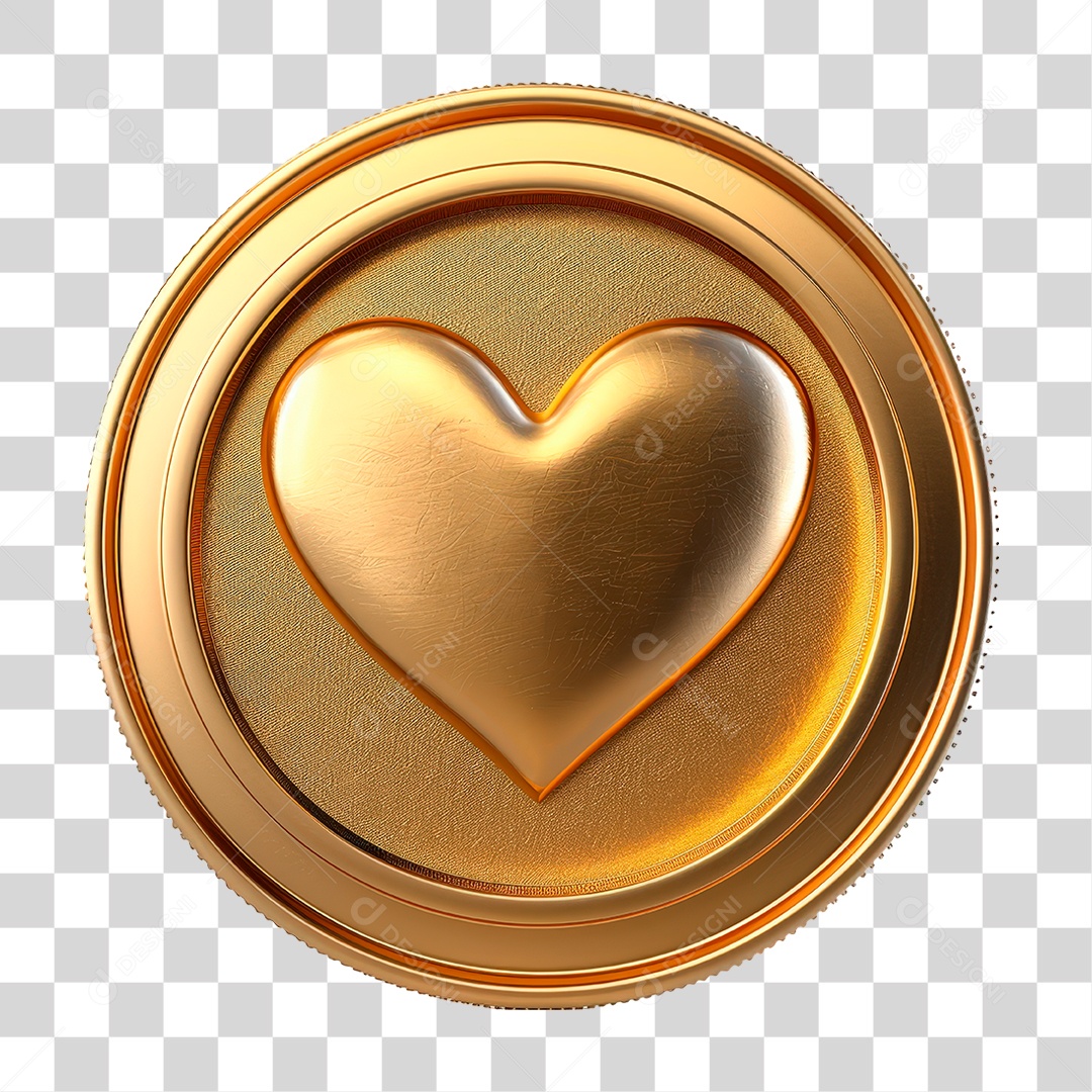 Gold Coin with PNG Heart Transparent