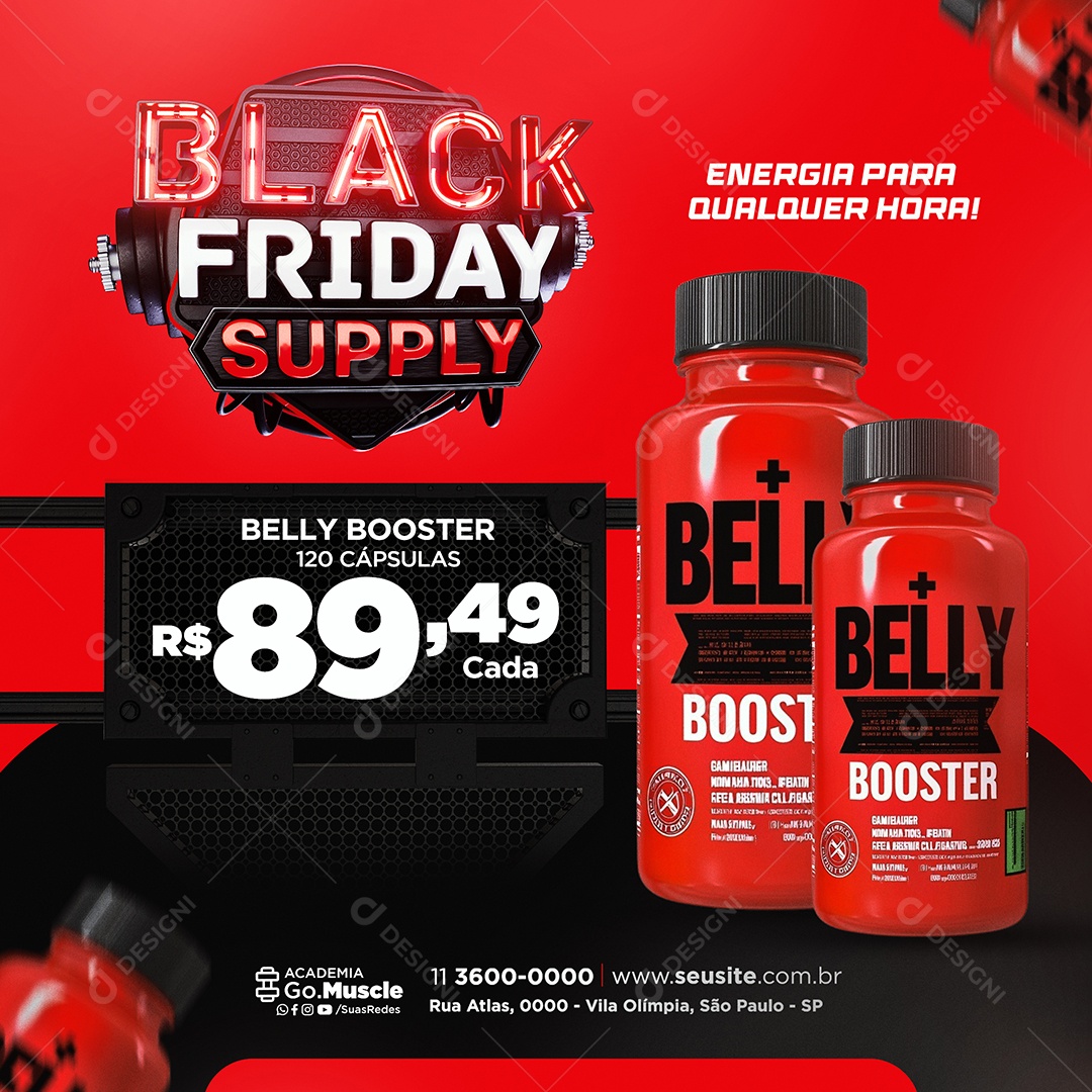 Black Friday Supply Belly Booster Social Media PSD Editável