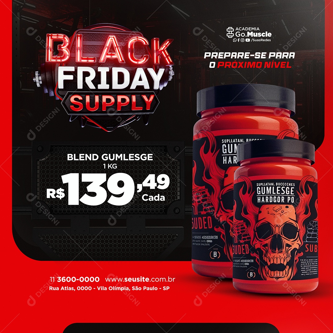 Black Friday Supply Blend Gumlesge Social Media PSD Editável