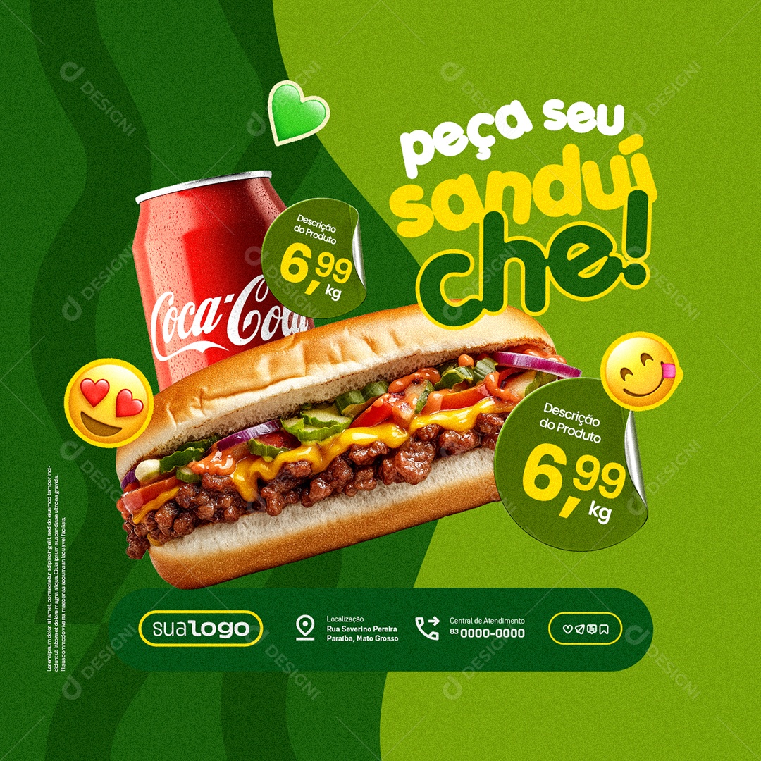 Burguer Peça seu Sanduínche Social Media PSD Editável