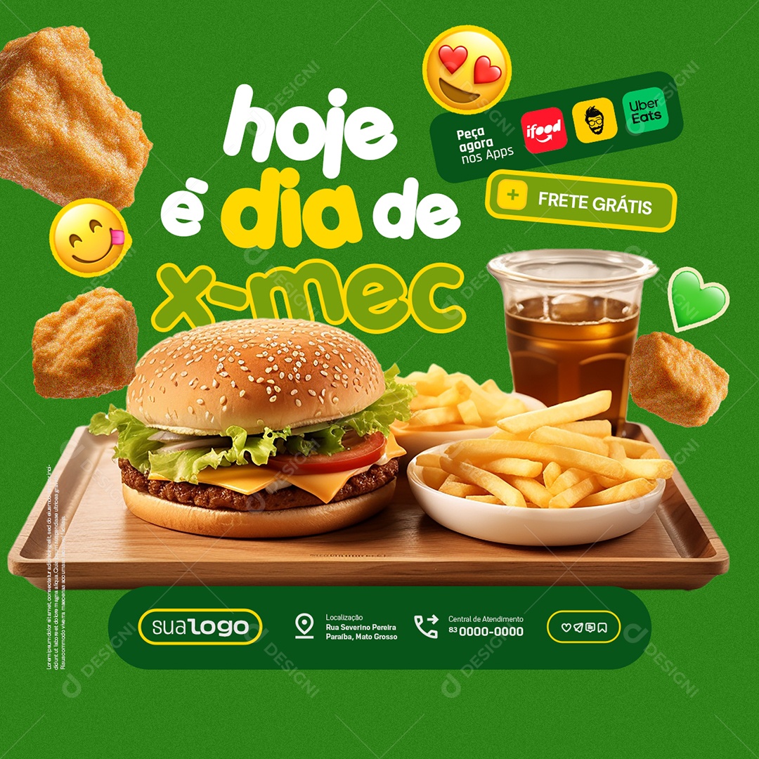 Burguer Hoje é Dia de X-Mec Social Media PSD Editável