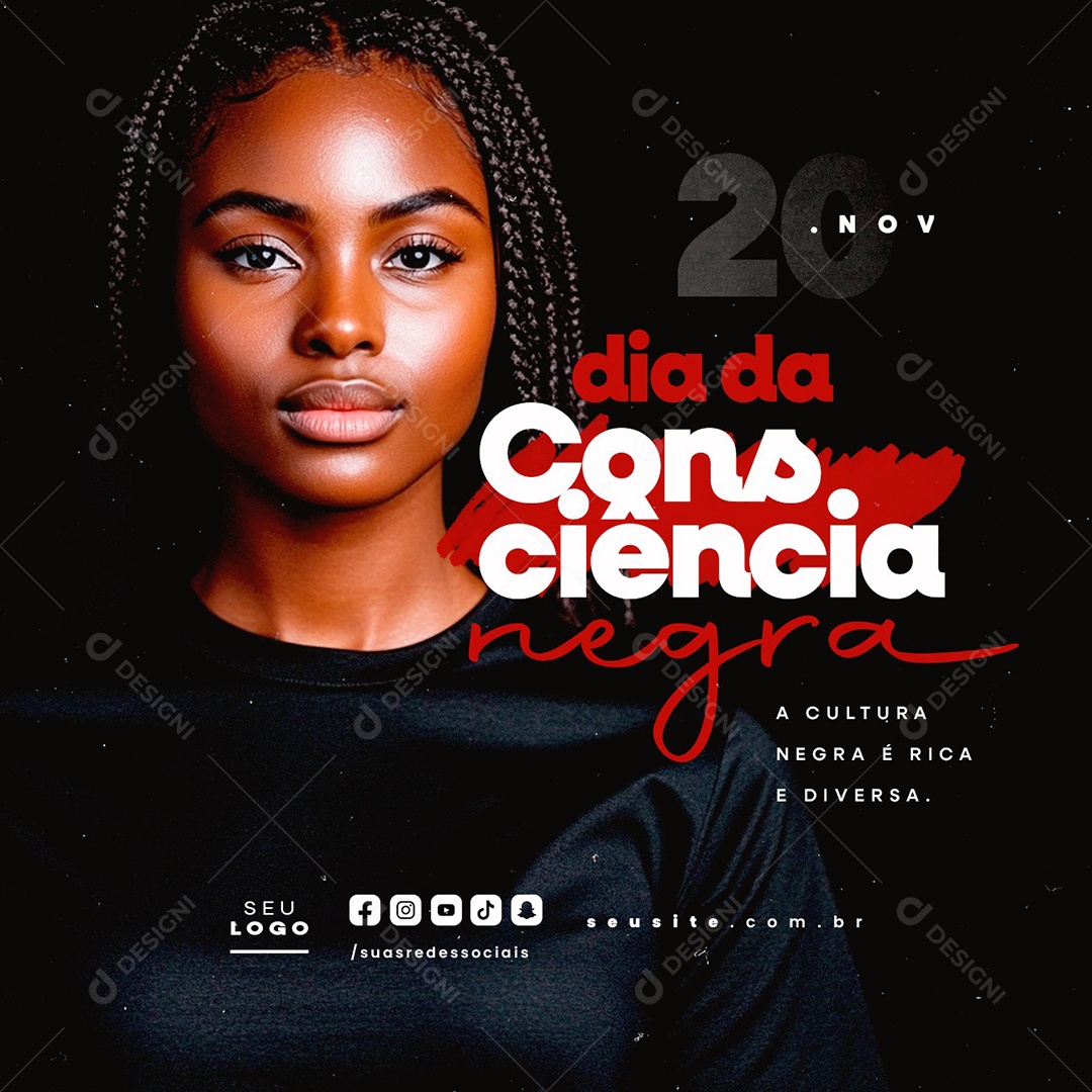 Dia da Consciência Negra 20 de Novembro Social Media PSD Editável