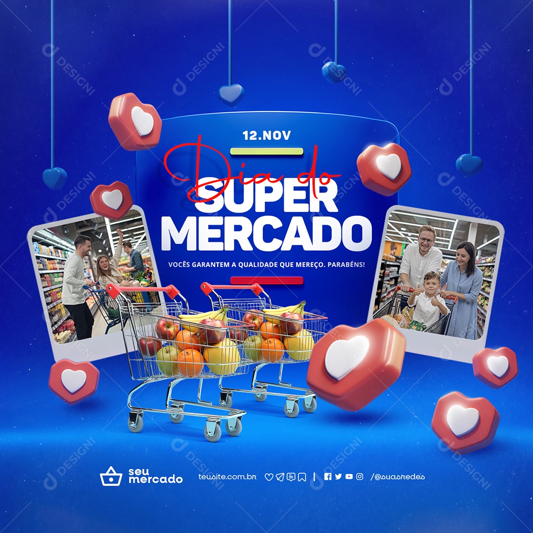 Dia do Supermercado 12 de Novembro Social Media PSD Editável