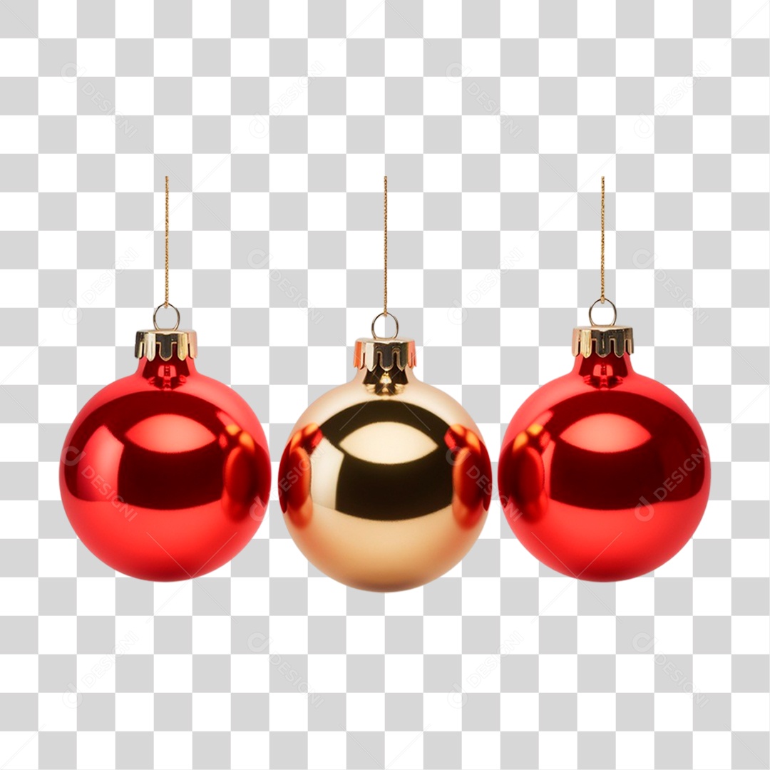 Elemento 3D Bola Decoração de Natal para Composição PNG Transparente