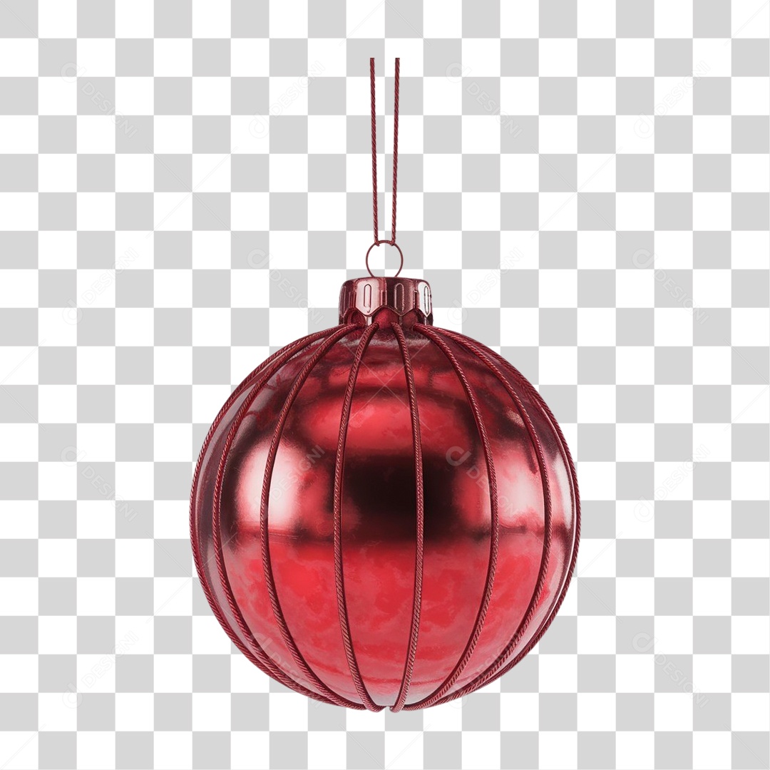 Elemento 3D Bola Decoração de Natal para Composição PNG Transparente