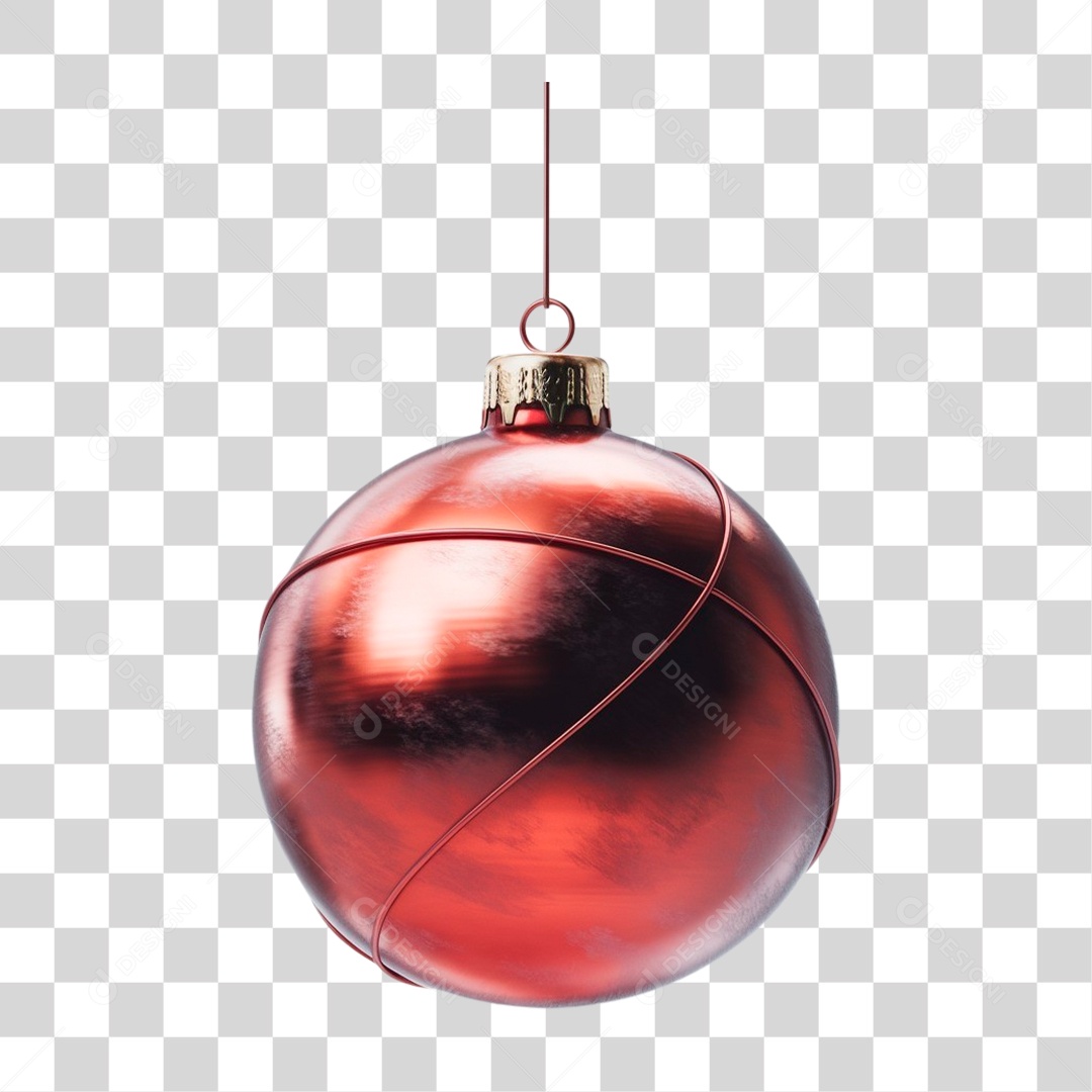 Elemento 3D Bola Decoração de Natal para Composição PNG Transparente